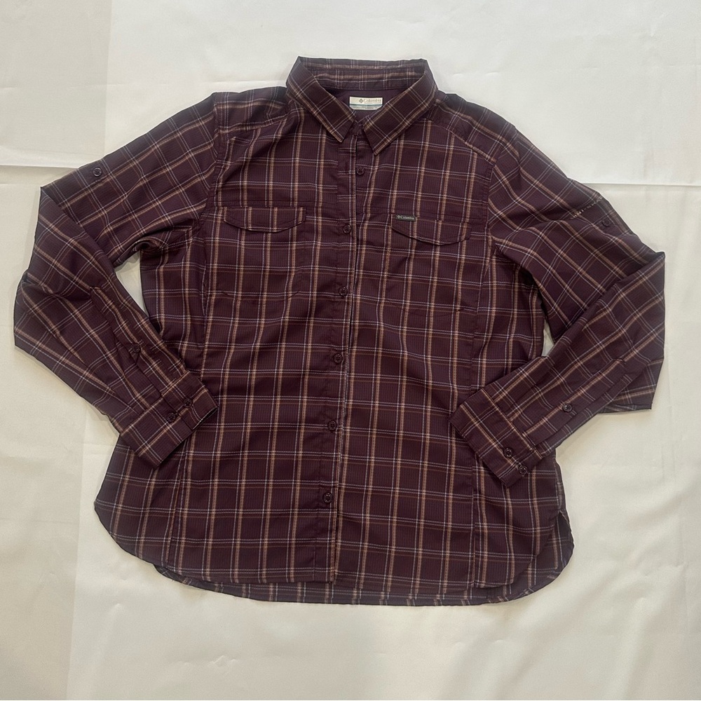 Columbia Burgundy Plaid Long Sleeve Button-Up Shirt Size XL